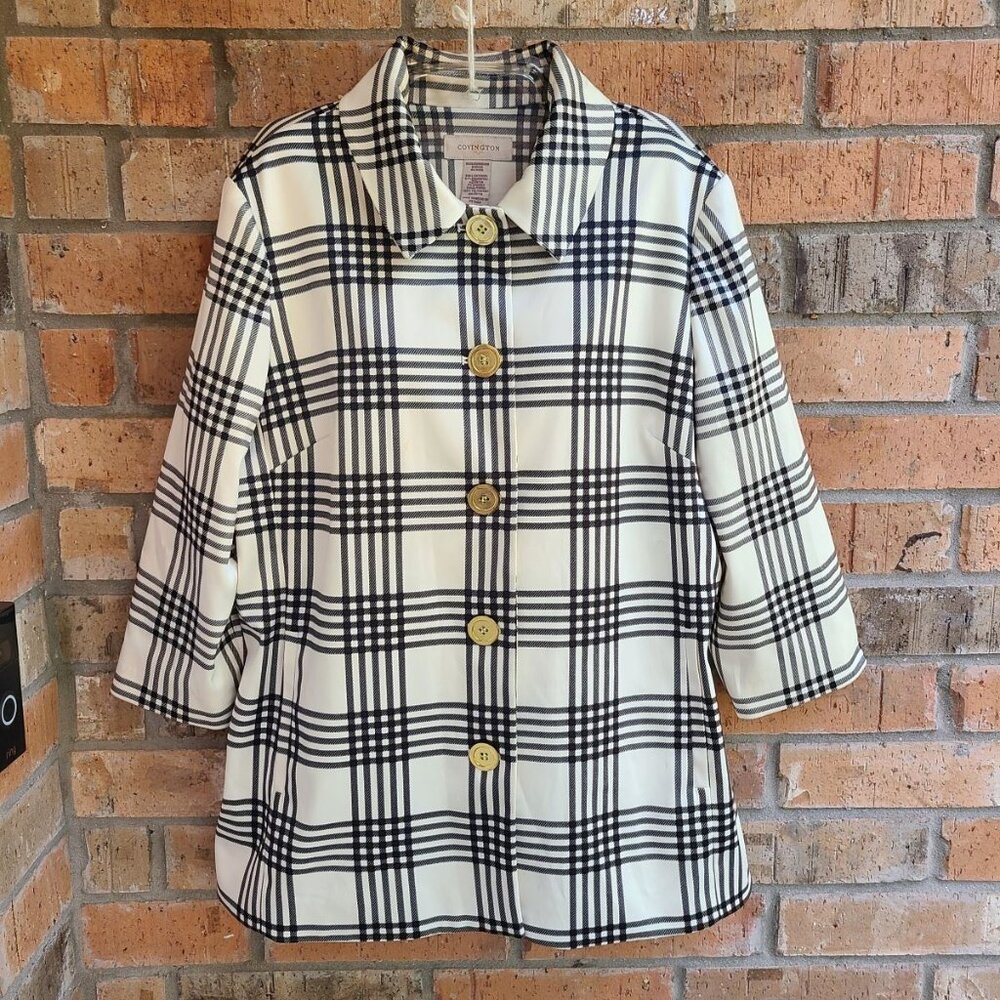 Covington Woman Jacket Size L White Black Coat Lined